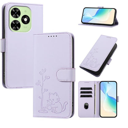 YX0014 Cat Watering Tree Buckle Vegan Leather Phone Case with Lanyard, For Tecno Spark Go 2025, For Tecno Pova 6 Neo 5G, For Tecno Spark 30C, For Tecno Pova 6 Neo, For Tecno Camon 30 Pro, For Tecno Pova 6 Pro, For Tecno Spark 20 Pro, For Tecno Spark 20...