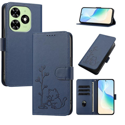 YX0014 Cat Watering Tree Buckle Vegan Leather Phone Case with Lanyard, For Tecno Spark Go 2025, For Tecno Pova 6 Neo 5G, For Tecno Spark 30C, For Tecno Pova 6 Neo, For Tecno Camon 30 Pro, For Tecno Pova 6 Pro, For Tecno Spark 20 Pro, For Tecno Spark 20...