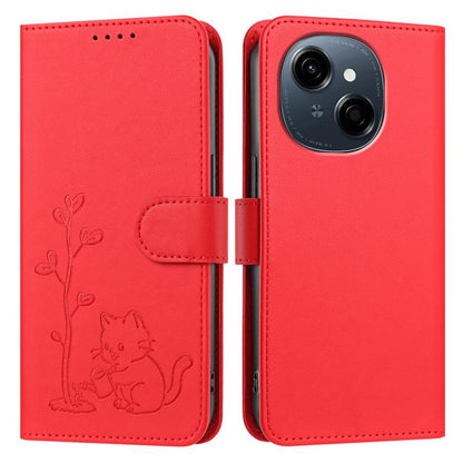 YX0014 Cat Watering Tree Buckle Vegan Leather Phone Case with Lanyard, For Tecno Spark Go 2025, For Tecno Pova 6 Neo 5G, For Tecno Spark 30C, For Tecno Pova 6 Neo, For Tecno Camon 30 Pro, For Tecno Pova 6 Pro, For Tecno Spark 20 Pro, For Tecno Spark 20...