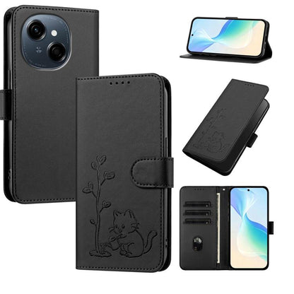 YX0014 Cat Watering Tree Buckle Vegan Leather Phone Case with Lanyard, For Tecno Spark Go 2025, For Tecno Pova 6 Neo 5G, For Tecno Spark 30C, For Tecno Pova 6 Neo, For Tecno Camon 30 Pro, For Tecno Pova 6 Pro, For Tecno Spark 20 Pro, For Tecno Spark 20...