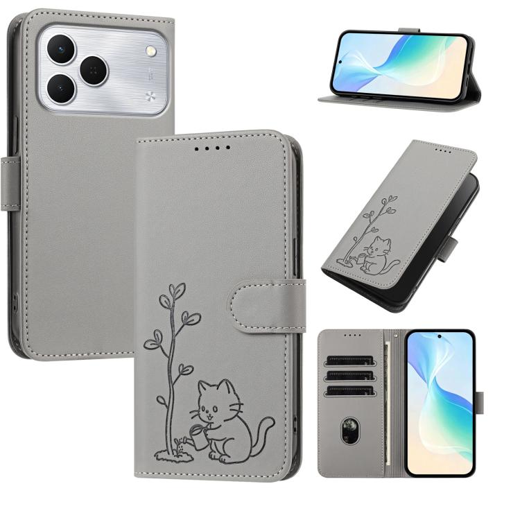 YX0014 Cat Watering Tree Buckle Vegan Leather Phone Case with Lanyard, For Tecno Spark 50 5G, For Tecno Pova Curve 2 5G, For Tecno Spark 50 4G, For Tecno Camon 50 Pro 4G, For Tecno Camon 50 4G, For Tecno Spark Go 3, For Tecno Pova Slim 5G              ...