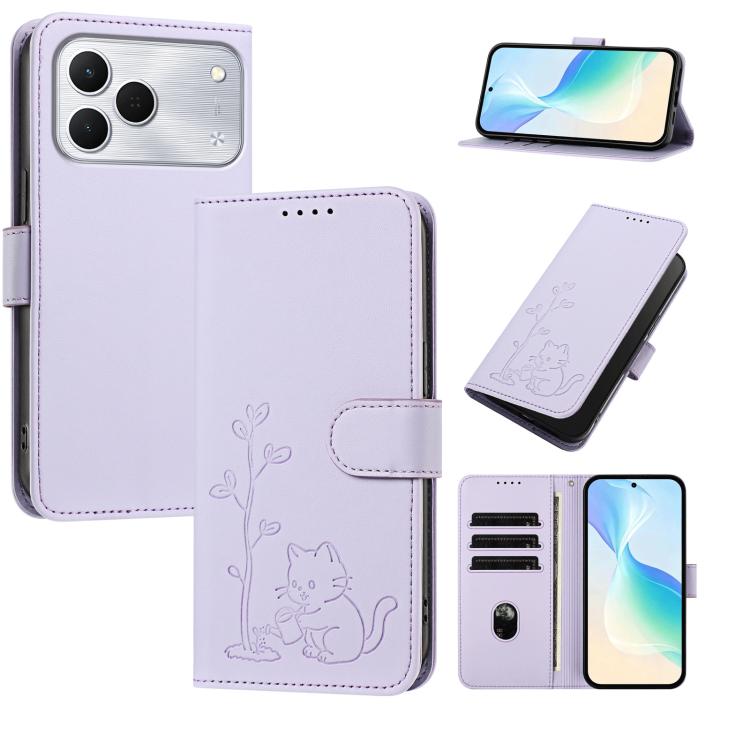 YX0014 Cat Watering Tree Buckle Vegan Leather Phone Case with Lanyard, For Tecno Spark 50 5G, For Tecno Pova Curve 2 5G, For Tecno Spark 50 4G, For Tecno Camon 50 Pro 4G, For Tecno Camon 50 4G, For Tecno Spark Go 3, For Tecno Pova Slim 5G              ...