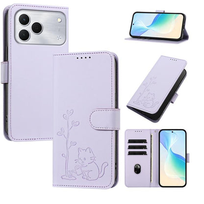 YX0014 Cat Watering Tree Buckle Vegan Leather Phone Case with Lanyard, For Tecno Spark 50 5G, For Tecno Pova Curve 2 5G, For Tecno Spark 50 4G, For Tecno Camon 50 Pro 4G, For Tecno Camon 50 4G, For Tecno Spark Go 3, For Tecno Pova Slim 5G              ...