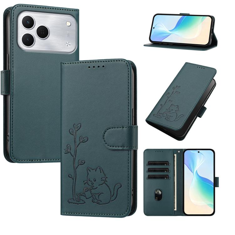 YX0014 Cat Watering Tree Buckle Vegan Leather Phone Case with Lanyard, For Tecno Spark 50 5G, For Tecno Pova Curve 2 5G, For Tecno Spark 50 4G, For Tecno Camon 50 Pro 4G, For Tecno Camon 50 4G, For Tecno Spark Go 3, For Tecno Pova Slim 5G              ...
