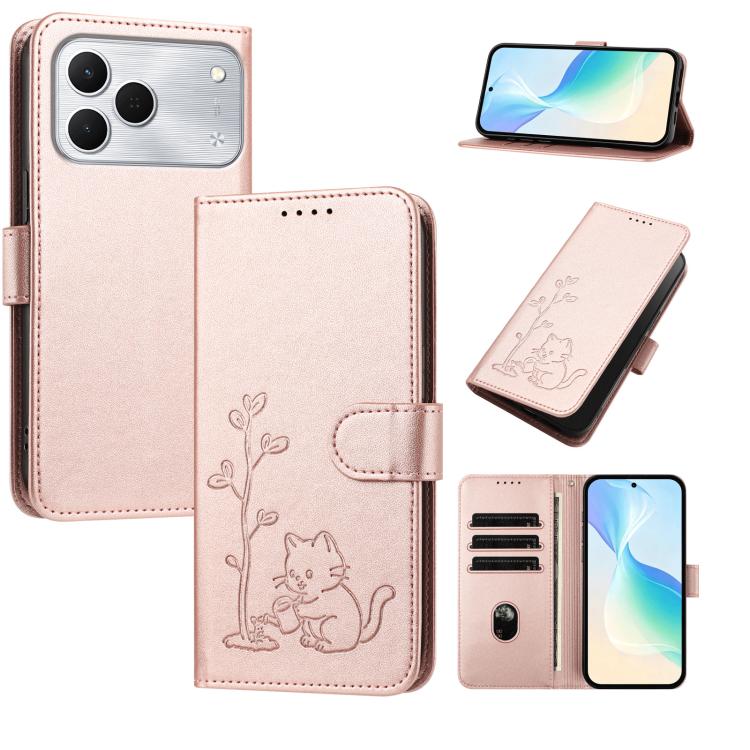 YX0014 Cat Watering Tree Buckle Vegan Leather Phone Case with Lanyard, For Tecno Spark 50 5G, For Tecno Pova Curve 2 5G, For Tecno Spark 50 4G, For Tecno Camon 50 Pro 4G, For Tecno Camon 50 4G, For Tecno Spark Go 3, For Tecno Pova Slim 5G              ...