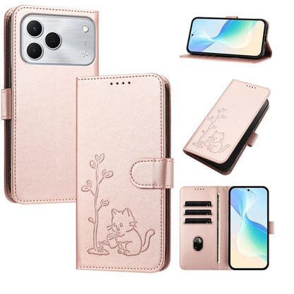 YX0014 Cat Watering Tree Buckle Vegan Leather Phone Case with Lanyard, For Tecno Spark 50 5G, For Tecno Pova Curve 2 5G, For Tecno Spark 50 4G, For Tecno Camon 50 Pro 4G, For Tecno Camon 50 4G, For Tecno Spark Go 3, For Tecno Pova Slim 5G              ...