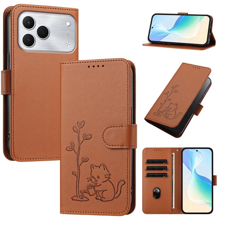 YX0014 Cat Watering Tree Buckle Vegan Leather Phone Case with Lanyard, For Tecno Spark 50 5G, For Tecno Pova Curve 2 5G, For Tecno Spark 50 4G, For Tecno Camon 50 Pro 4G, For Tecno Camon 50 4G, For Tecno Spark Go 3, For Tecno Pova Slim 5G              ...