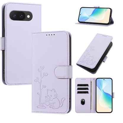 YX0014 Cat Watering Tree Buckle Vegan Leather Phone Case with Lanyard, For Google Pixel 10a, For Google Pixel 10 Pro XL / Pixel 9 Pro XL, For Google Pixel 10 / 10 Pro / 9 / 9 Pro, For Google Pixel 9a, For Google Pixel 8a, For Google Pixel 8 Pro        ...