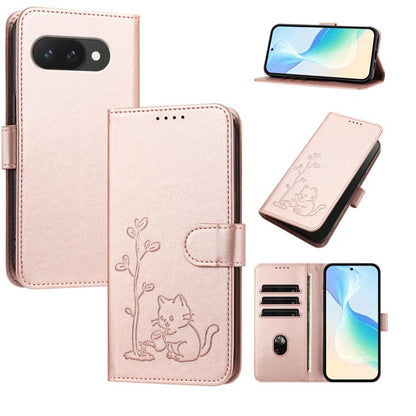 YX0014 Cat Watering Tree Buckle Vegan Leather Phone Case with Lanyard, For Google Pixel 10a, For Google Pixel 10 Pro XL / Pixel 9 Pro XL, For Google Pixel 10 / 10 Pro / 9 / 9 Pro, For Google Pixel 9a, For Google Pixel 8a, For Google Pixel 8 Pro        ...