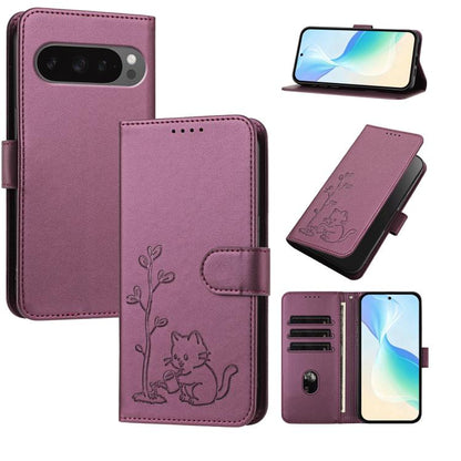 YX0014 Cat Watering Tree Buckle Vegan Leather Phone Case with Lanyard, For Google Pixel 10a, For Google Pixel 10 Pro XL / Pixel 9 Pro XL, For Google Pixel 10 / 10 Pro / 9 / 9 Pro, For Google Pixel 9a, For Google Pixel 8a, For Google Pixel 8 Pro        ...