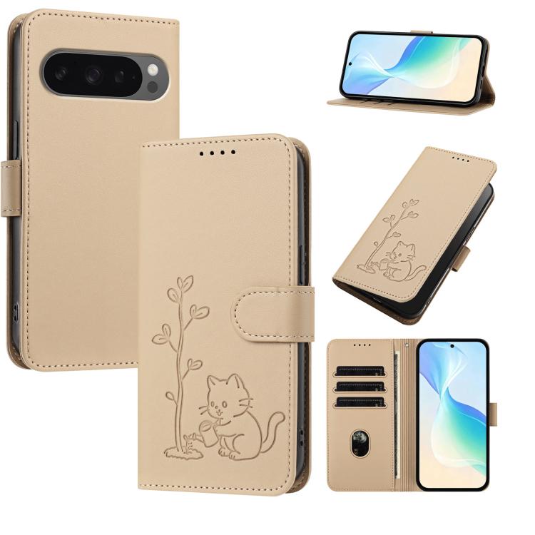 YX0014 Cat Watering Tree Buckle Vegan Leather Phone Case with Lanyard, For Google Pixel 10a, For Google Pixel 10 Pro XL / Pixel 9 Pro XL, For Google Pixel 10 / 10 Pro / 9 / 9 Pro, For Google Pixel 9a, For Google Pixel 8a, For Google Pixel 8 Pro        ...
