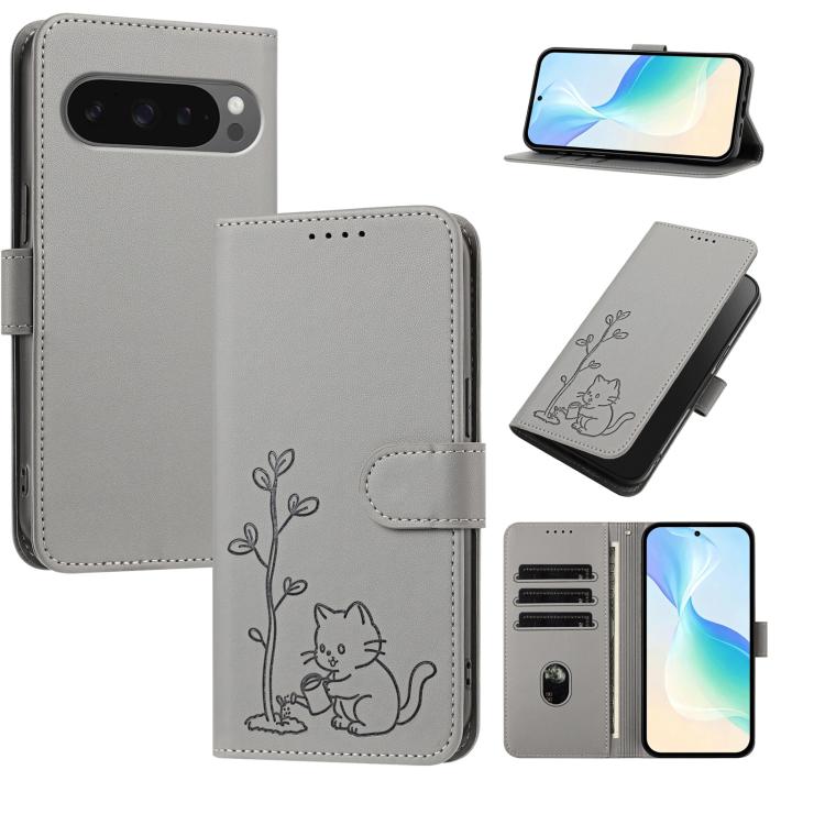 YX0014 Cat Watering Tree Buckle Vegan Leather Phone Case with Lanyard, For Google Pixel 10a, For Google Pixel 10 Pro XL / Pixel 9 Pro XL, For Google Pixel 10 / 10 Pro / 9 / 9 Pro, For Google Pixel 9a, For Google Pixel 8a, For Google Pixel 8 Pro        ...