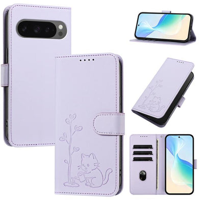 YX0014 Cat Watering Tree Buckle Vegan Leather Phone Case with Lanyard, For Google Pixel 10a, For Google Pixel 10 Pro XL / Pixel 9 Pro XL, For Google Pixel 10 / 10 Pro / 9 / 9 Pro, For Google Pixel 9a, For Google Pixel 8a, For Google Pixel 8 Pro        ...