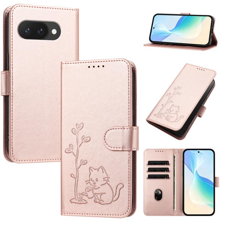 YX0014 Cat Watering Tree Buckle Vegan Leather Phone Case with Lanyard, For Google Pixel 10a, For Google Pixel 10 Pro XL / Pixel 9 Pro XL, For Google Pixel 10 / 10 Pro / 9 / 9 Pro, For Google Pixel 9a, For Google Pixel 8a, For Google Pixel 8 Pro        ...
