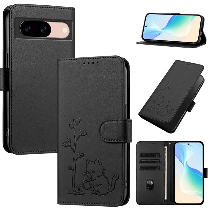 YX0014 Cat Watering Tree Buckle Vegan Leather Phone Case with Lanyard, For Google Pixel 10a, For Google Pixel 10 Pro XL / Pixel 9 Pro XL, For Google Pixel 10 / 10 Pro / 9 / 9 Pro, For Google Pixel 9a, For Google Pixel 8a, For Google Pixel 8 Pro        ...