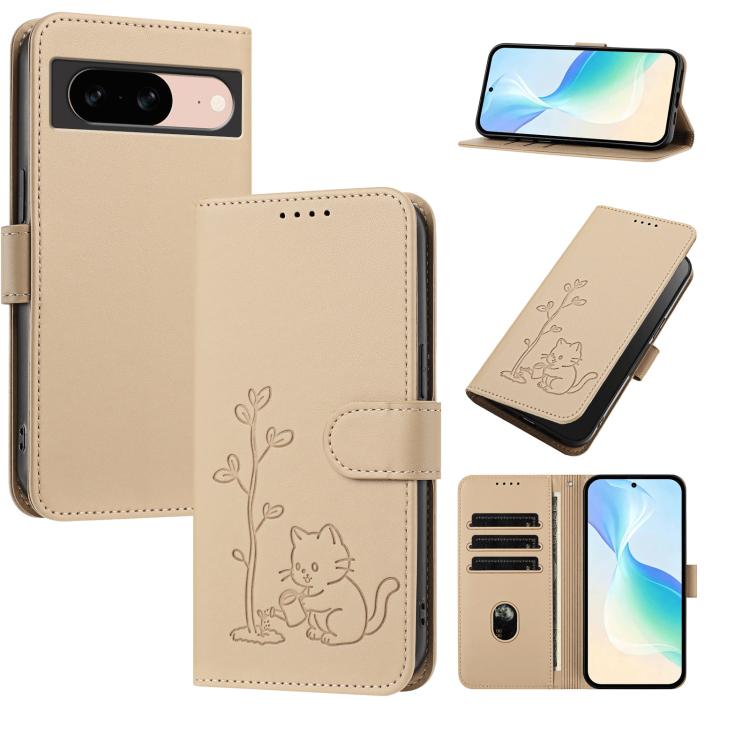YX0014 Cat Watering Tree Buckle Vegan Leather Phone Case with Lanyard, For Google Pixel 10a, For Google Pixel 10 Pro XL / Pixel 9 Pro XL, For Google Pixel 10 / 10 Pro / 9 / 9 Pro, For Google Pixel 9a, For Google Pixel 8a, For Google Pixel 8 Pro        ...