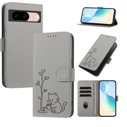 YX0014 Cat Watering Tree Buckle Vegan Leather Phone Case with Lanyard, For Google Pixel 10a, For Google Pixel 10 Pro XL / Pixel 9 Pro XL, For Google Pixel 10 / 10 Pro / 9 / 9 Pro, For Google Pixel 9a, For Google Pixel 8a, For Google Pixel 8 Pro        ...