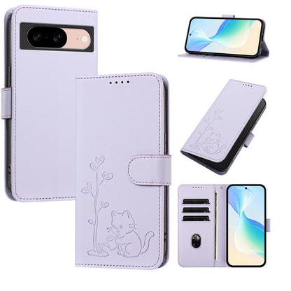 YX0014 Cat Watering Tree Buckle Vegan Leather Phone Case with Lanyard, For Google Pixel 10a, For Google Pixel 10 Pro XL / Pixel 9 Pro XL, For Google Pixel 10 / 10 Pro / 9 / 9 Pro, For Google Pixel 9a, For Google Pixel 8a, For Google Pixel 8 Pro        ...