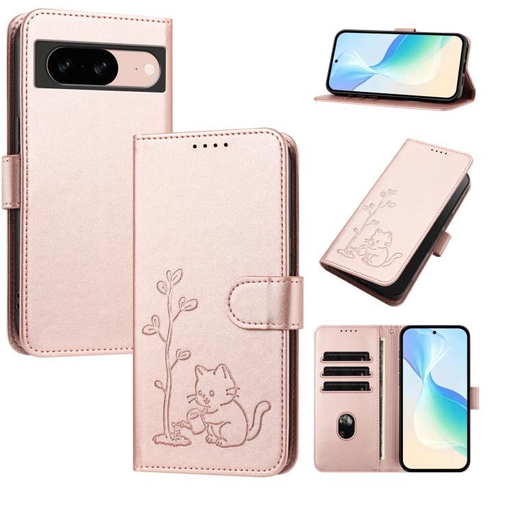 YX0014 Cat Watering Tree Buckle Vegan Leather Phone Case with Lanyard, For Google Pixel 10a, For Google Pixel 10 Pro XL / Pixel 9 Pro XL, For Google Pixel 10 / 10 Pro / 9 / 9 Pro, For Google Pixel 9a, For Google Pixel 8a, For Google Pixel 8 Pro        ...