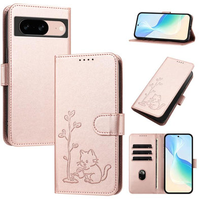 YX0014 Cat Watering Tree Buckle Vegan Leather Phone Case with Lanyard, For Google Pixel 10a, For Google Pixel 10 Pro XL / Pixel 9 Pro XL, For Google Pixel 10 / 10 Pro / 9 / 9 Pro, For Google Pixel 9a, For Google Pixel 8a, For Google Pixel 8 Pro        ...