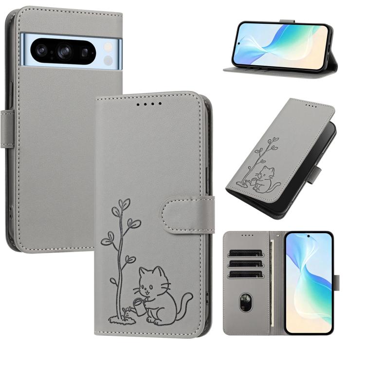 YX0014 Cat Watering Tree Buckle Vegan Leather Phone Case with Lanyard, For Google Pixel 10a, For Google Pixel 10 Pro XL / Pixel 9 Pro XL, For Google Pixel 10 / 10 Pro / 9 / 9 Pro, For Google Pixel 9a, For Google Pixel 8a, For Google Pixel 8 Pro        ...