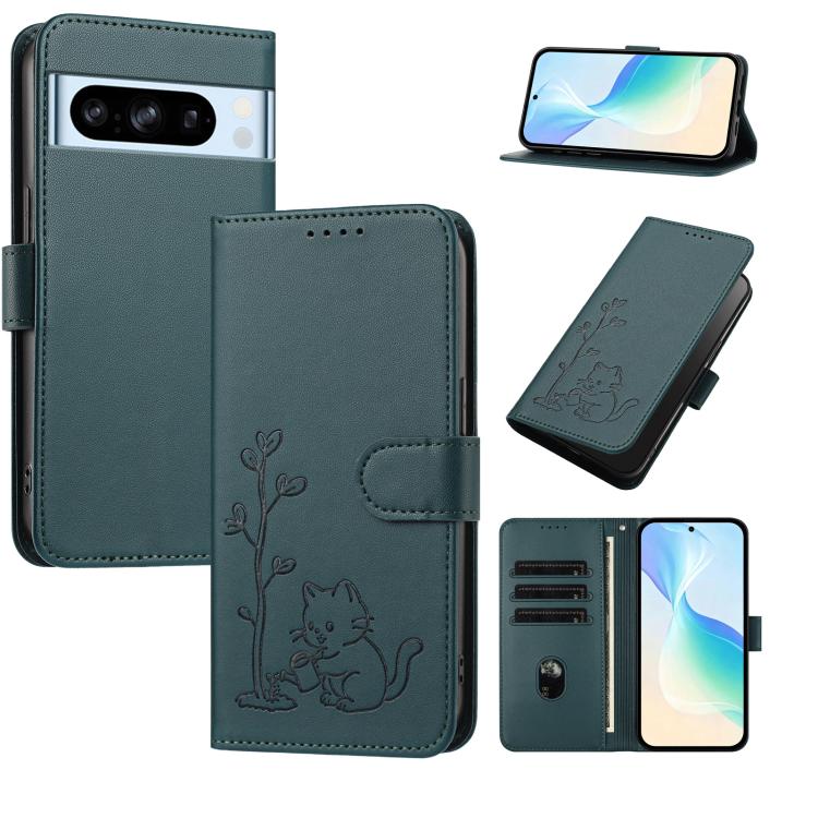 YX0014 Cat Watering Tree Buckle Vegan Leather Phone Case with Lanyard, For Google Pixel 10a, For Google Pixel 10 Pro XL / Pixel 9 Pro XL, For Google Pixel 10 / 10 Pro / 9 / 9 Pro, For Google Pixel 9a, For Google Pixel 8a, For Google Pixel 8 Pro        ...
