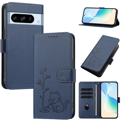 YX0014 Cat Watering Tree Buckle Vegan Leather Phone Case with Lanyard, For Google Pixel 10a, For Google Pixel 10 Pro XL / Pixel 9 Pro XL, For Google Pixel 10 / 10 Pro / 9 / 9 Pro, For Google Pixel 9a, For Google Pixel 8a, For Google Pixel 8 Pro        ...