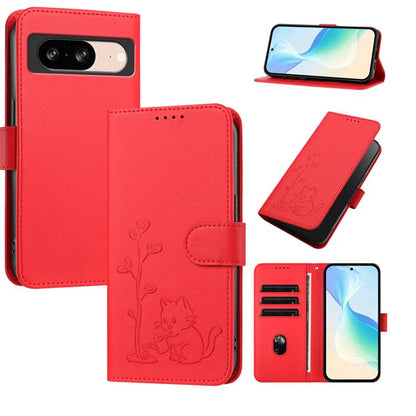 YX0014 Cat Watering Tree Buckle Vegan Leather Phone Case with Lanyard, For Google Pixel 10a, For Google Pixel 10 Pro XL / Pixel 9 Pro XL, For Google Pixel 10 / 10 Pro / 9 / 9 Pro, For Google Pixel 9a, For Google Pixel 8a, For Google Pixel 8 Pro        ...