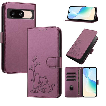 YX0014 Cat Watering Tree Buckle Vegan Leather Phone Case with Lanyard, For Google Pixel 10a, For Google Pixel 10 Pro XL / Pixel 9 Pro XL, For Google Pixel 10 / 10 Pro / 9 / 9 Pro, For Google Pixel 9a, For Google Pixel 8a, For Google Pixel 8 Pro        ...