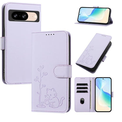 YX0014 Cat Watering Tree Buckle Vegan Leather Phone Case with Lanyard, For Google Pixel 10a, For Google Pixel 10 Pro XL / Pixel 9 Pro XL, For Google Pixel 10 / 10 Pro / 9 / 9 Pro, For Google Pixel 9a, For Google Pixel 8a, For Google Pixel 8 Pro        ...