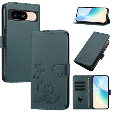 YX0014 Cat Watering Tree Buckle Vegan Leather Phone Case with Lanyard, For Google Pixel 10a, For Google Pixel 10 Pro XL / Pixel 9 Pro XL, For Google Pixel 10 / 10 Pro / 9 / 9 Pro, For Google Pixel 9a, For Google Pixel 8a, For Google Pixel 8 Pro        ...