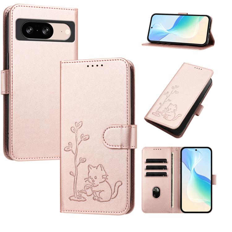 YX0014 Cat Watering Tree Buckle Vegan Leather Phone Case with Lanyard, For Google Pixel 10a, For Google Pixel 10 Pro XL / Pixel 9 Pro XL, For Google Pixel 10 / 10 Pro / 9 / 9 Pro, For Google Pixel 9a, For Google Pixel 8a, For Google Pixel 8 Pro        ...