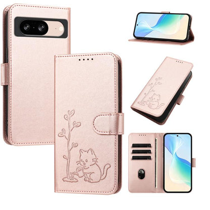 YX0014 Cat Watering Tree Buckle Vegan Leather Phone Case with Lanyard, For Google Pixel 10a, For Google Pixel 10 Pro XL / Pixel 9 Pro XL, For Google Pixel 10 / 10 Pro / 9 / 9 Pro, For Google Pixel 9a, For Google Pixel 8a, For Google Pixel 8 Pro        ...
