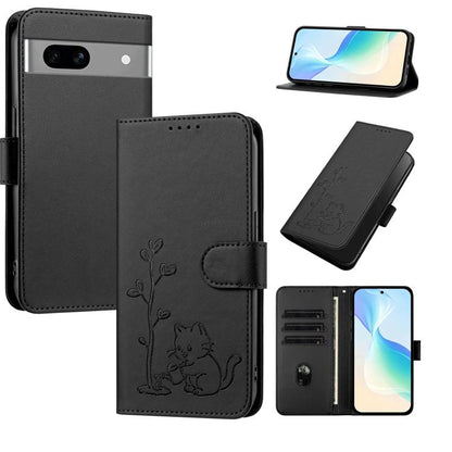 YX0014 Cat Watering Tree Buckle Vegan Leather Phone Case with Lanyard, For Google Pixel 10a, For Google Pixel 10 Pro XL / Pixel 9 Pro XL, For Google Pixel 10 / 10 Pro / 9 / 9 Pro, For Google Pixel 9a, For Google Pixel 8a, For Google Pixel 8 Pro        ...