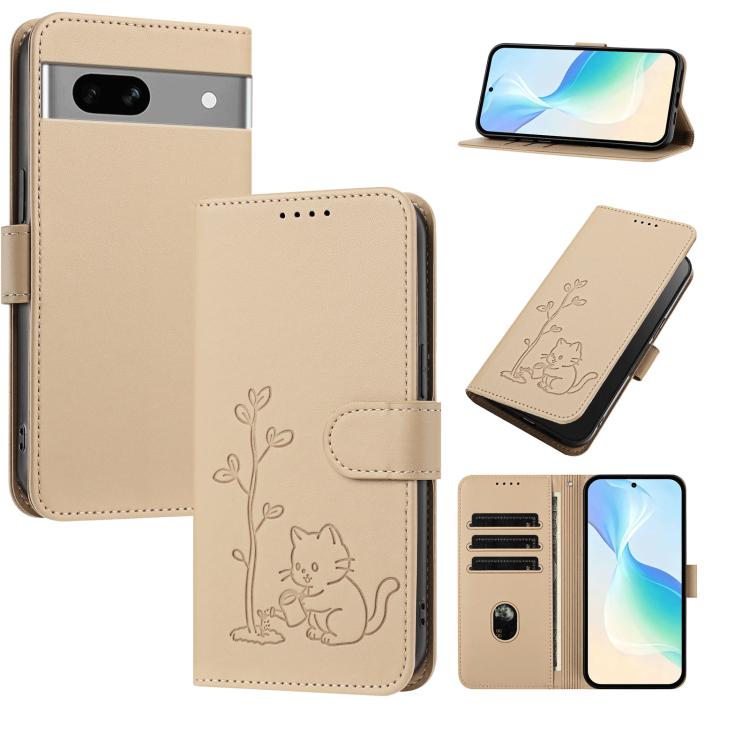 YX0014 Cat Watering Tree Buckle Vegan Leather Phone Case with Lanyard, For Google Pixel 10a, For Google Pixel 10 Pro XL / Pixel 9 Pro XL, For Google Pixel 10 / 10 Pro / 9 / 9 Pro, For Google Pixel 9a, For Google Pixel 8a, For Google Pixel 8 Pro        ...