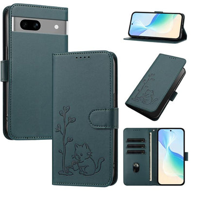 YX0014 Cat Watering Tree Buckle Vegan Leather Phone Case with Lanyard, For Google Pixel 10a, For Google Pixel 10 Pro XL / Pixel 9 Pro XL, For Google Pixel 10 / 10 Pro / 9 / 9 Pro, For Google Pixel 9a, For Google Pixel 8a, For Google Pixel 8 Pro        ...
