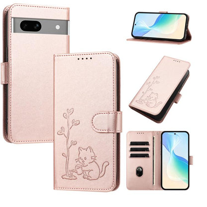 YX0014 Cat Watering Tree Buckle Vegan Leather Phone Case with Lanyard, For Google Pixel 10a, For Google Pixel 10 Pro XL / Pixel 9 Pro XL, For Google Pixel 10 / 10 Pro / 9 / 9 Pro, For Google Pixel 9a, For Google Pixel 8a, For Google Pixel 8 Pro        ...