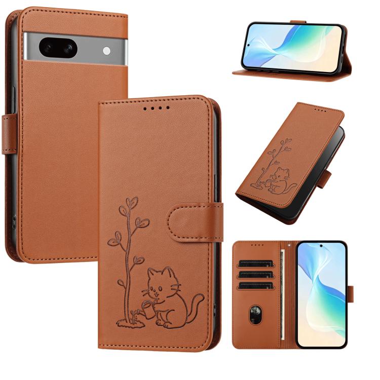 YX0014 Cat Watering Tree Buckle Vegan Leather Phone Case with Lanyard, For Google Pixel 10a, For Google Pixel 10 Pro XL / Pixel 9 Pro XL, For Google Pixel 10 / 10 Pro / 9 / 9 Pro, For Google Pixel 9a, For Google Pixel 8a, For Google Pixel 8 Pro        ...