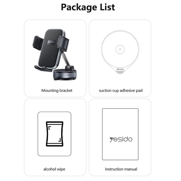 Yesido C283 Car Dashboard Vacuum Suction Cup One Touch Clamp Phone Holder, C283