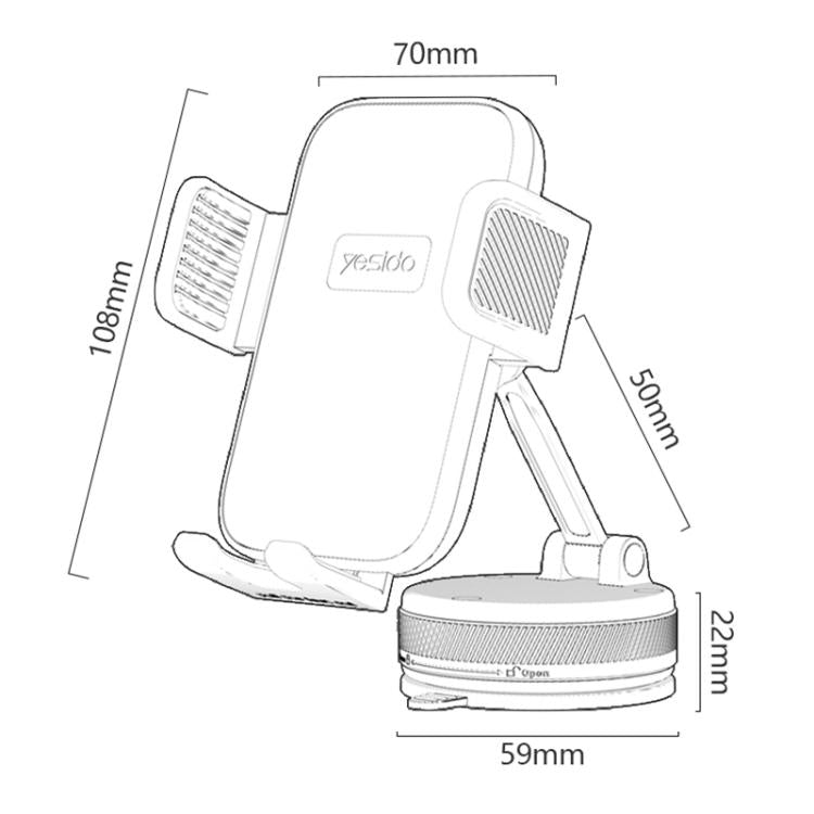 Yesido C283 Car Dashboard Vacuum Suction Cup One Touch Clamp Phone Holder, C283