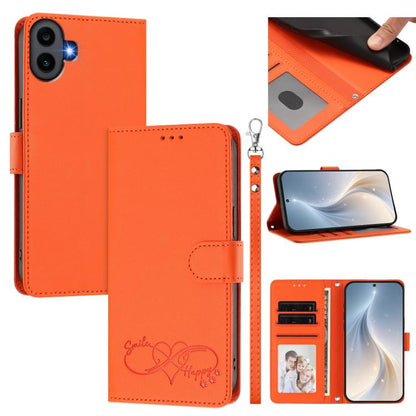 Happy Heart Pattern Magnetic Closure Vegan Leather Phone Case with Wrist Strap, For Nothing Phone 4a Pro, For Nothing Phone 4a, For Nothing Phone 3a Lite, For Nothing Phone 3, For Nothing CMF Phone 2 Pro, For Nothing Phone 3a, For Nothing Phone 3a Pro ...