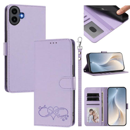 Happy Heart Pattern Magnetic Closure Vegan Leather Phone Case with Wrist Strap, For Nothing Phone 4a Pro, For Nothing Phone 4a, For Nothing Phone 3a Lite, For Nothing Phone 3, For Nothing CMF Phone 2 Pro, For Nothing Phone 3a, For Nothing Phone 3a Pro ...