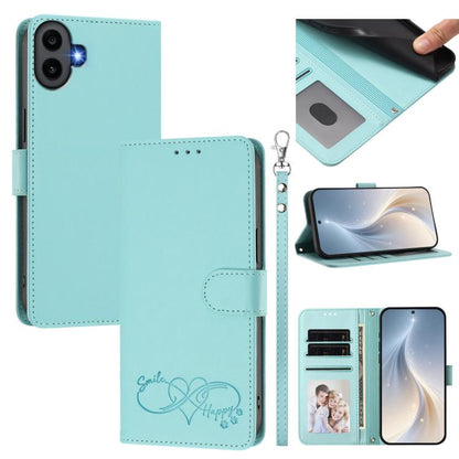 Happy Heart Pattern Magnetic Closure Vegan Leather Phone Case with Wrist Strap, For Nothing Phone 4a Pro, For Nothing Phone 4a, For Nothing Phone 3a Lite, For Nothing Phone 3, For Nothing CMF Phone 2 Pro, For Nothing Phone 3a, For Nothing Phone 3a Pro ...