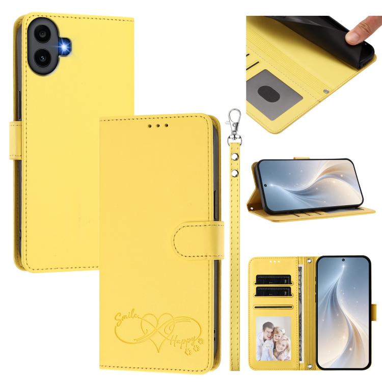 Happy Heart Pattern Magnetic Closure Vegan Leather Phone Case with Wrist Strap, For Nothing Phone 4a Pro, For Nothing Phone 4a, For Nothing Phone 3a Lite, For Nothing Phone 3, For Nothing CMF Phone 2 Pro, For Nothing Phone 3a, For Nothing Phone 3a Pro ...