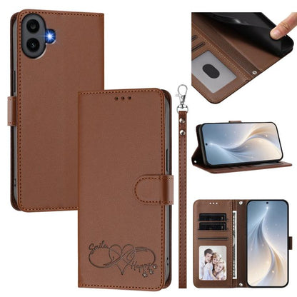 Happy Heart Pattern Magnetic Closure Vegan Leather Phone Case with Wrist Strap, For Nothing Phone 4a Pro, For Nothing Phone 4a, For Nothing Phone 3a Lite, For Nothing Phone 3, For Nothing CMF Phone 2 Pro, For Nothing Phone 3a, For Nothing Phone 3a Pro ...