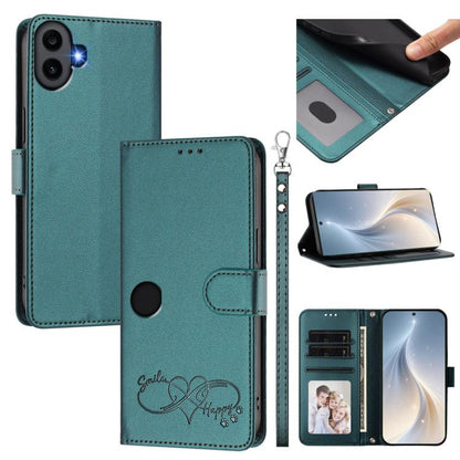 Happy Heart Pattern Magnetic Closure Vegan Leather Phone Case with Wrist Strap, For Nothing Phone 4a Pro, For Nothing Phone 4a, For Nothing Phone 3a Lite, For Nothing Phone 3, For Nothing CMF Phone 2 Pro, For Nothing Phone 3a, For Nothing Phone 3a Pro ...