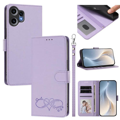 Happy Heart Pattern Magnetic Closure Vegan Leather Phone Case with Wrist Strap, For Nothing Phone 4a Pro, For Nothing Phone 4a, For Nothing Phone 3a Lite, For Nothing Phone 3, For Nothing CMF Phone 2 Pro, For Nothing Phone 3a, For Nothing Phone 3a Pro ...