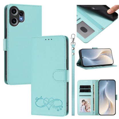 Happy Heart Pattern Magnetic Closure Vegan Leather Phone Case with Wrist Strap, For Nothing Phone 4a Pro, For Nothing Phone 4a, For Nothing Phone 3a Lite, For Nothing Phone 3, For Nothing CMF Phone 2 Pro, For Nothing Phone 3a, For Nothing Phone 3a Pro ...
