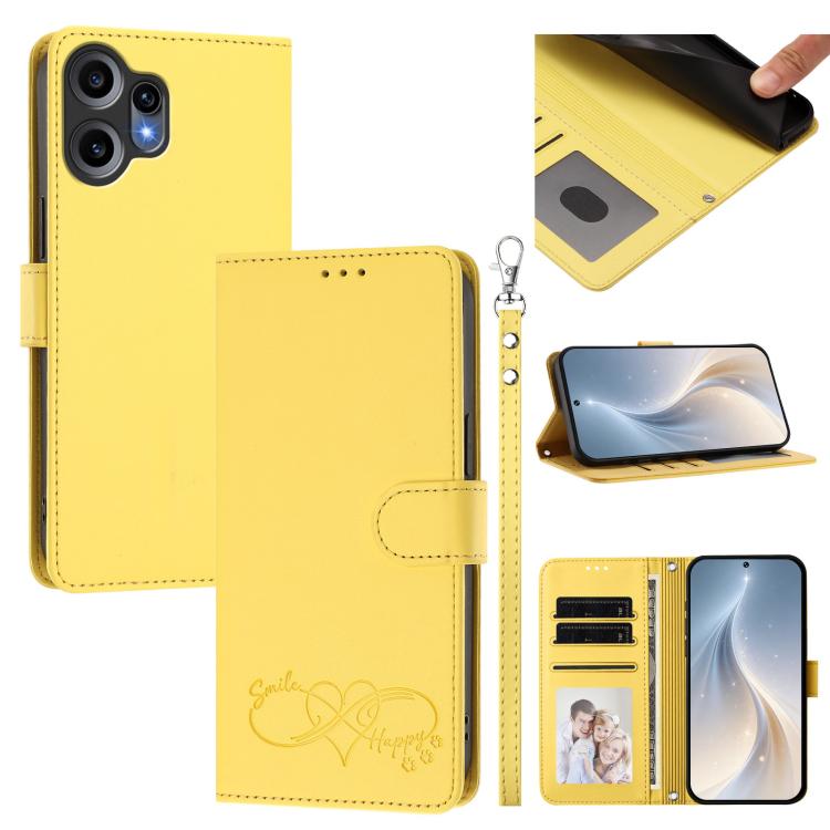 Happy Heart Pattern Magnetic Closure Vegan Leather Phone Case with Wrist Strap, For Nothing Phone 4a Pro, For Nothing Phone 4a, For Nothing Phone 3a Lite, For Nothing Phone 3, For Nothing CMF Phone 2 Pro, For Nothing Phone 3a, For Nothing Phone 3a Pro ...