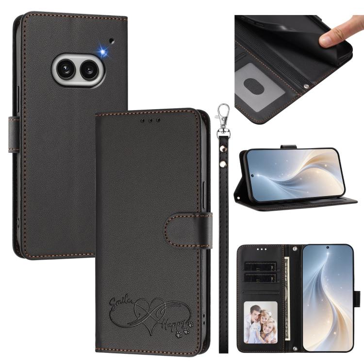 Happy Heart Pattern Magnetic Closure Vegan Leather Phone Case with Wrist Strap, For Nothing Phone 4a Pro, For Nothing Phone 4a, For Nothing Phone 3a Lite, For Nothing Phone 3, For Nothing CMF Phone 2 Pro, For Nothing Phone 3a, For Nothing Phone 3a Pro ...